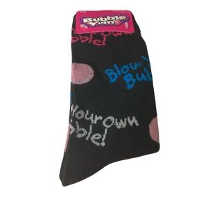 Bubble Yum  Black Novelty Socks with Pink & Blue Bubble Design